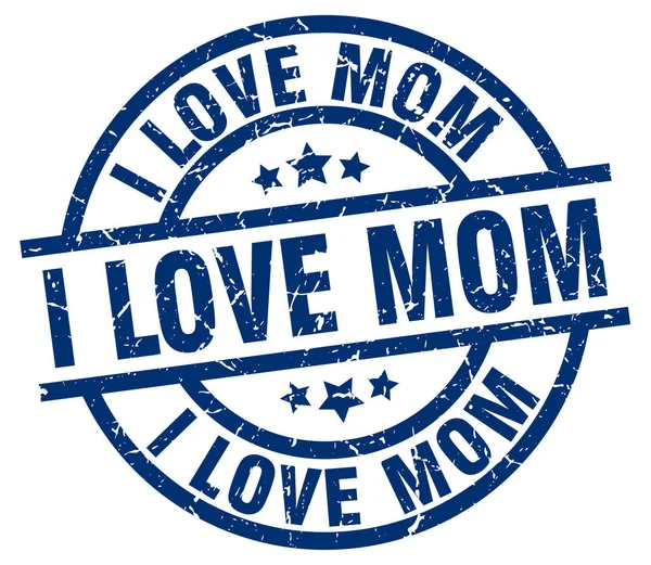 I love mom blue round grunge stamp — Stock Vector