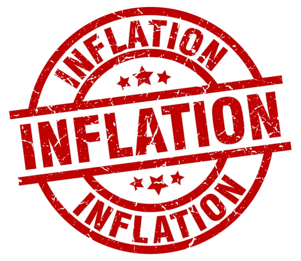 Inflation rund um Red Grunge Stempel — Stockvektor