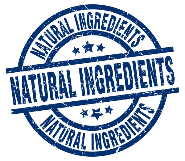 Ingredientes naturais azul redondo selo grunge — Vetor de Stock