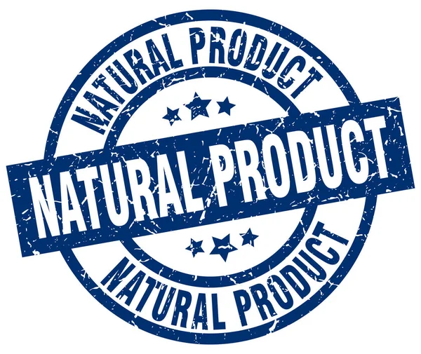 Natuurproduct blauwe ronde grunge stempel — Stockvector