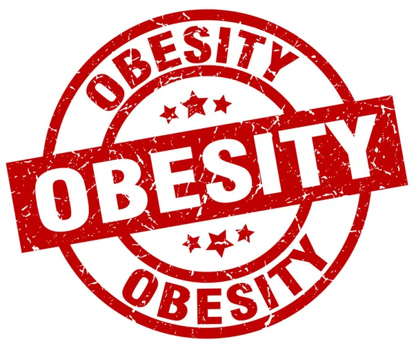 Obezite yuvarlak kırmızı grunge damgası — Stok Vektör