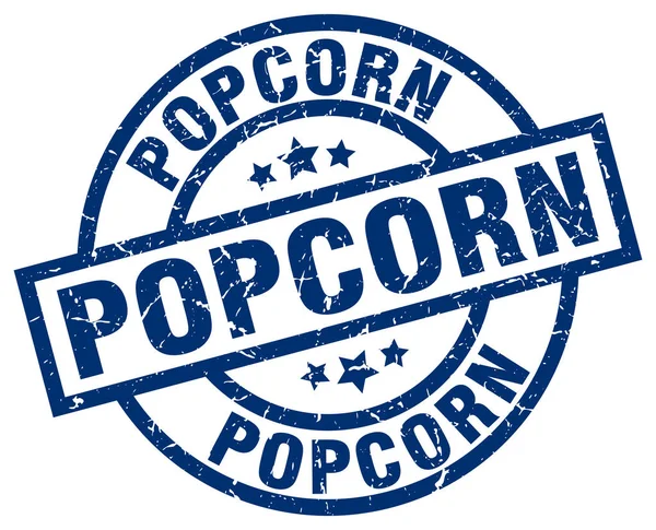 Popcorn blaue runde Grunge-Marke — Stockvektor