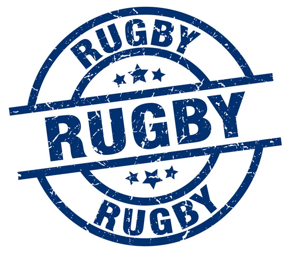 Rugby blå runda grunge stämpel — Stock vektor