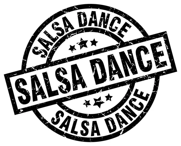 Salsa baile ronda grunge negro sello — Archivo Imágenes Vectoriales