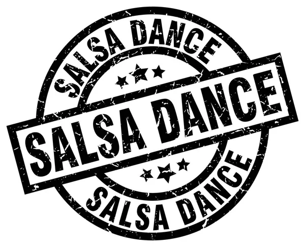 Salsa danse ronde grunge noir timbre — Image vectorielle