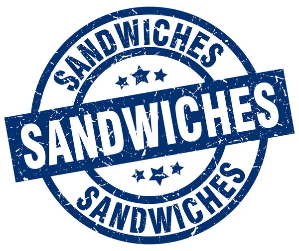Sándwiches azul ronda grunge sello — Vector de stock
