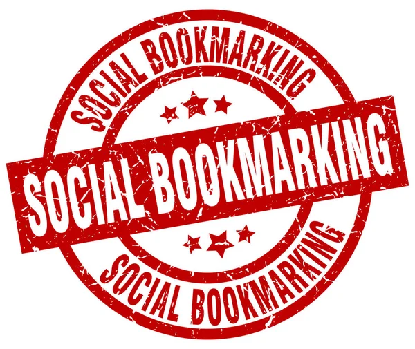 Sociale bookmarking ronde rode grunge stempel — Stockvector