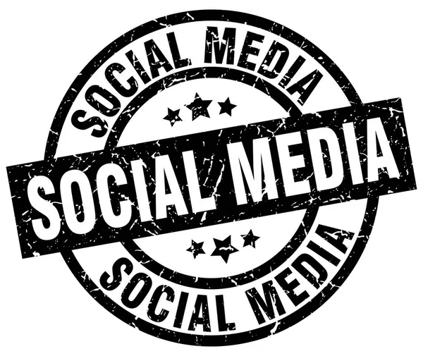 Social media rotondo grunge timbro nero — Vettoriale Stock