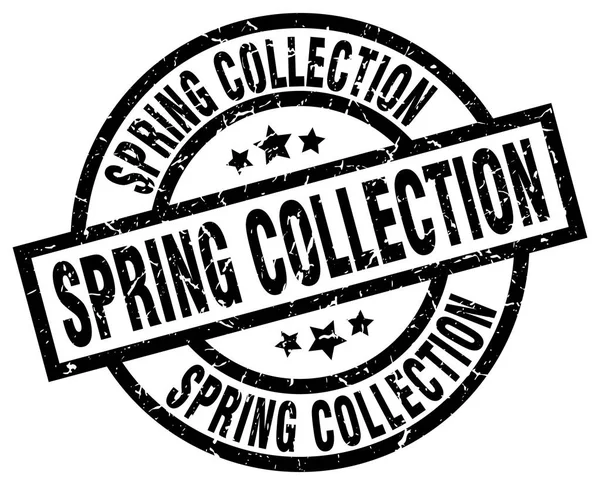 Colección primavera ronda grunge negro sello — Vector de stock