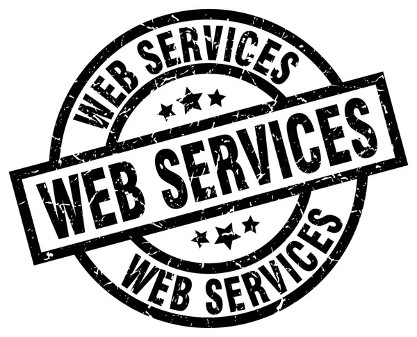 Servicios web ronda grunge negro sello — Vector de stock