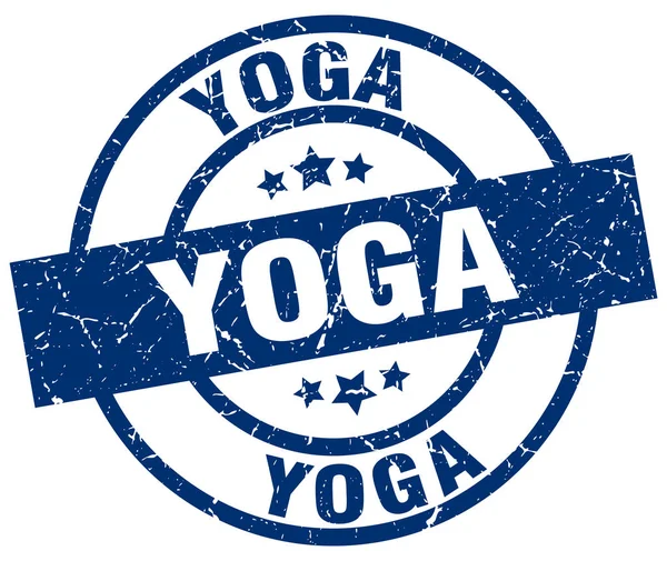 Yoga mavi yuvarlak grunge damgası — Stok Vektör