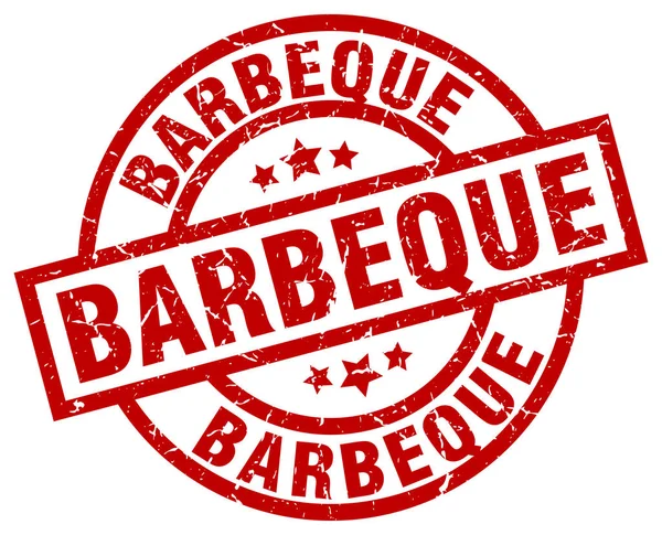 Timbre grunge rond rouge barbecue — Image vectorielle