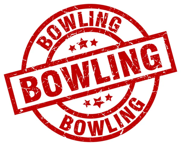 Bowlingrunde rote Grunge-Briefmarke — Stockvektor