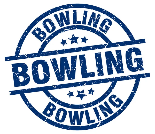 Bowling blaue runde Grunge-Marke — Stockvektor
