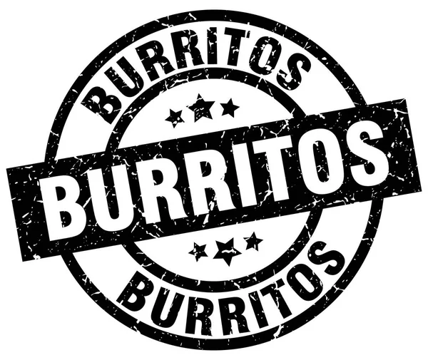 Burritos rotondo grunge timbro nero — Vettoriale Stock