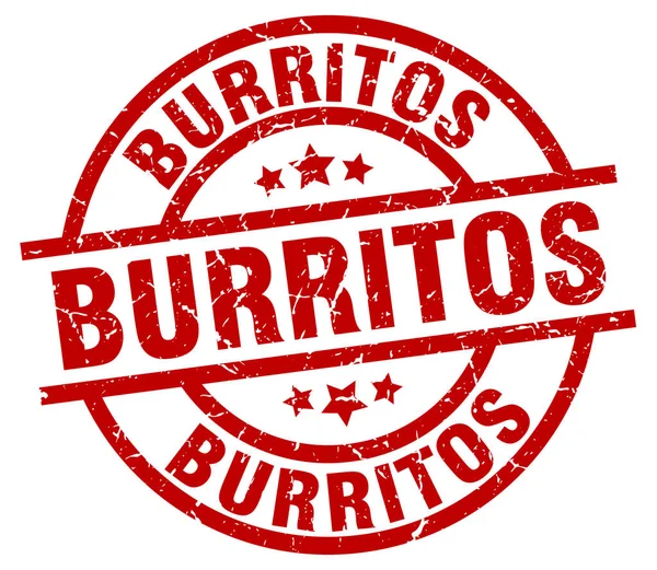 Burrito kırmızı grunge damga yuvarlak — Stok Vektör