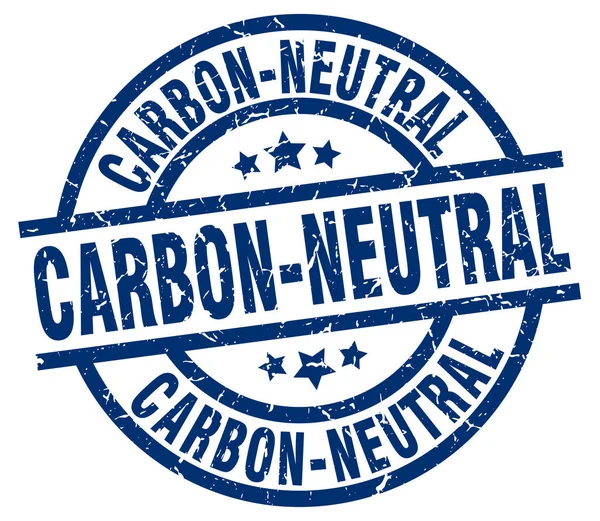Carbon-neutral blue round grunge stamp — Stock Vector