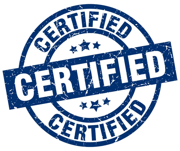 Selo grunge redondo azul certificado — Vetor de Stock