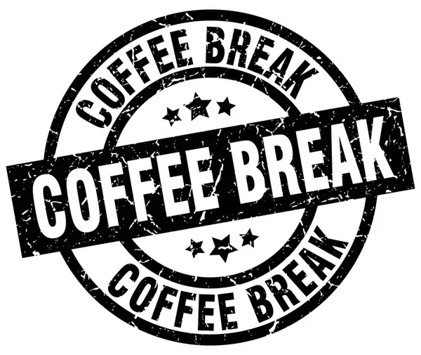 Coffee break rodada grunge carimbo preto — Vetor de Stock