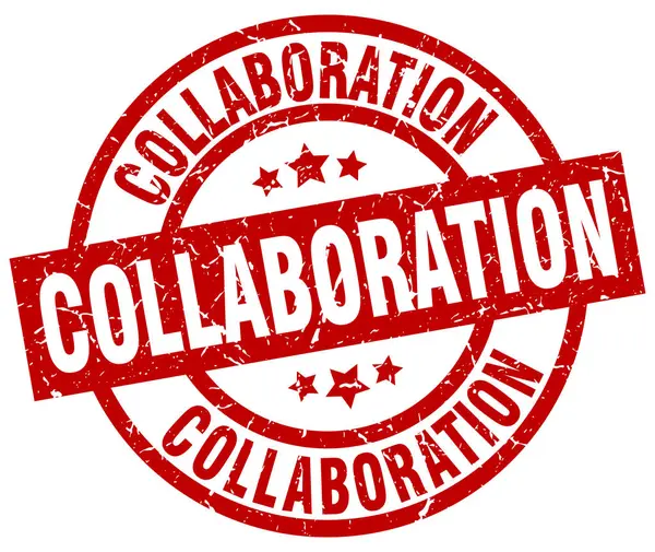 Collaboration round red grunge stamp — Stock Vector