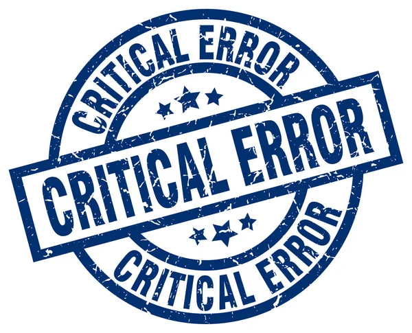 Critical error blue round grunge stamp — Stock Vector
