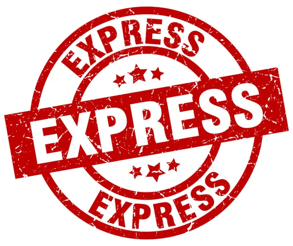 Express round grunge cap merah - Stok Vektor