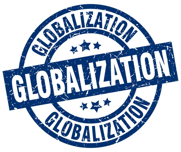 Globalizace modré kulaté grunge razítko — Stockový vektor