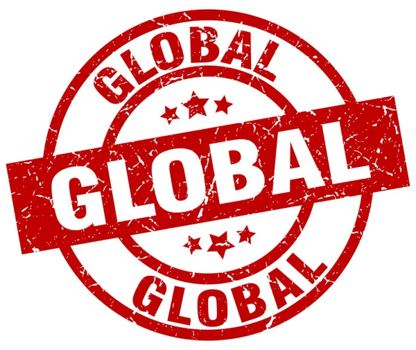 Globale runde rote Grunge-Marke — Stockvektor
