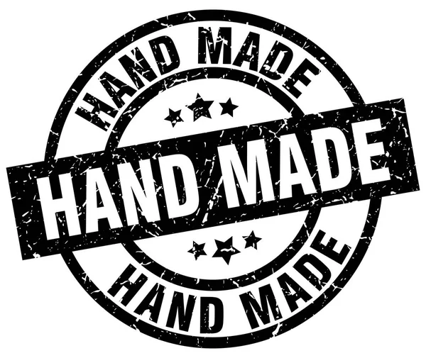 Hand made round grunge black stamp — Stock Vector