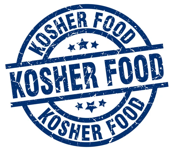 Kosher food blue round grunge stamp — Stock Vector