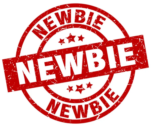 Newbie ronde rode grunge stempel — Stockvector