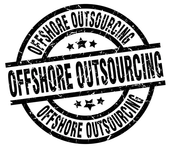 Offshore outsourcing yuvarlak grunge siyah pul — Stok Vektör