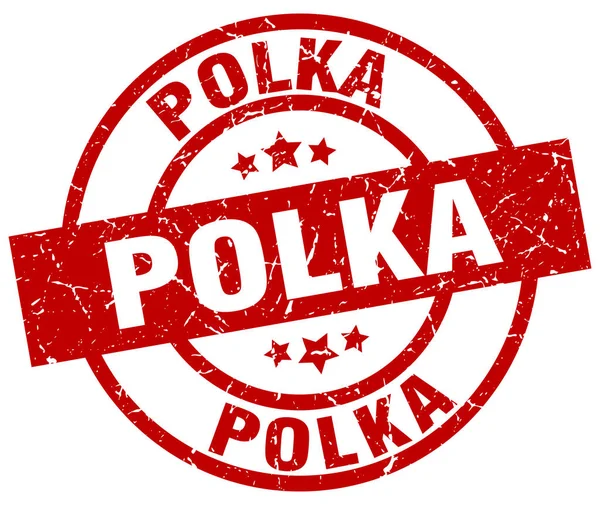 Polka kulaté razítko červené grunge — Stockový vektor