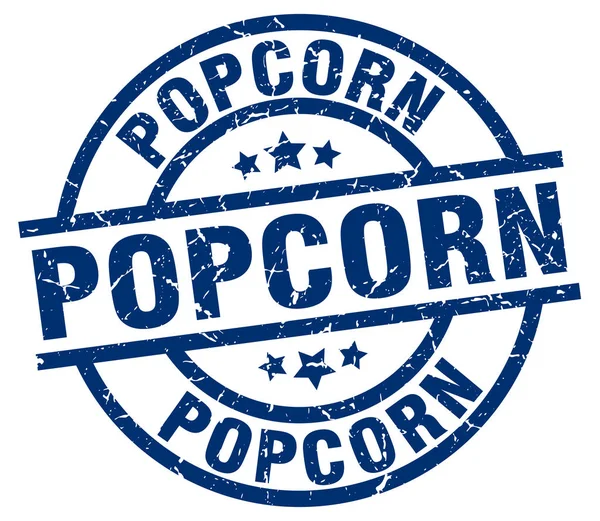 Popcorn blauwe ronde grunge stempel — Stockvector