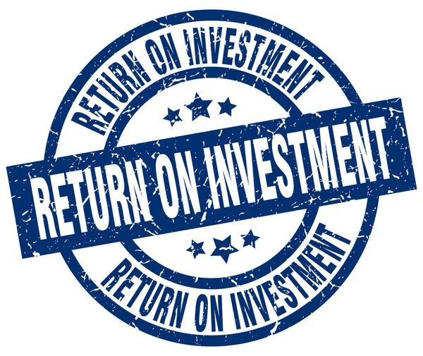 Ritorno sull'investimento blu rotondo grunge stamp — Vettoriale Stock