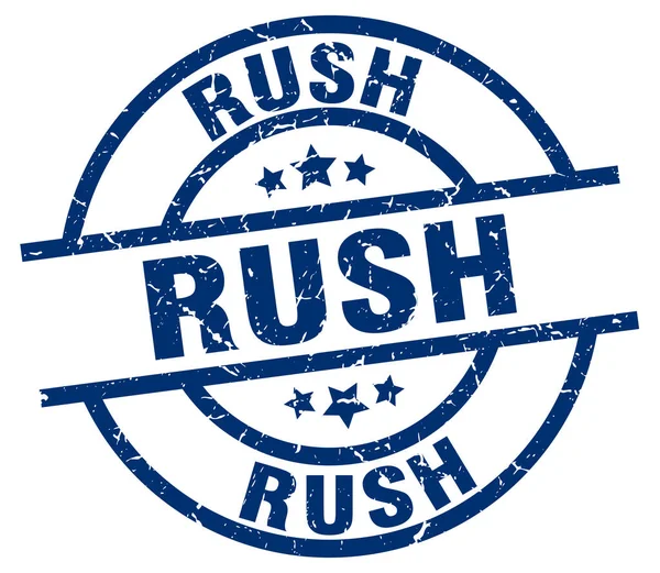 Rush Blue Round Grunge Briefmarke — Stockvektor
