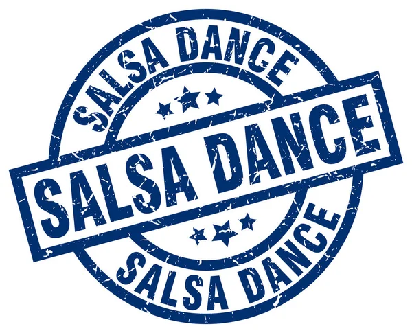 Salsa danse bleu rond timbre grunge — Image vectorielle