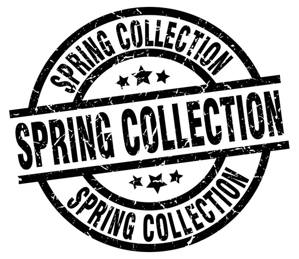 Colección primavera ronda grunge negro sello — Vector de stock