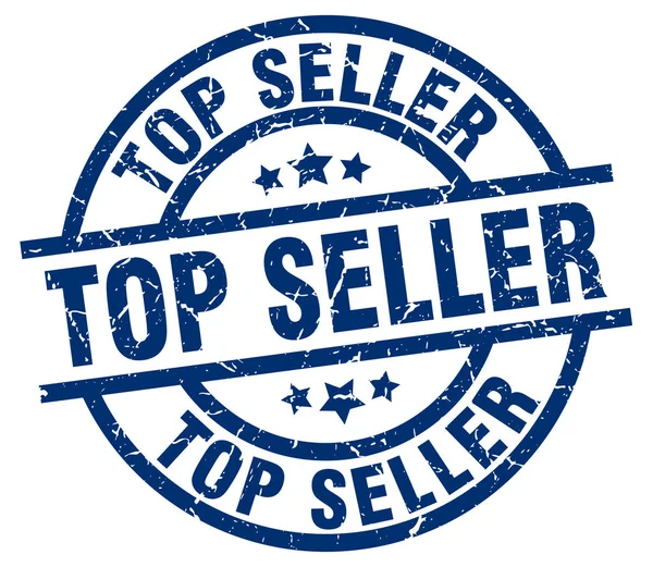 Top seller blue round grunge stamp — Stock Vector