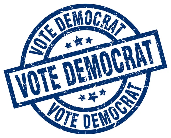 Szavazás Demokrata kék kerek grunge-bélyeg — Stock Vector