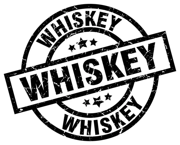 Whiskey ronda grunge negro sello — Vector de stock