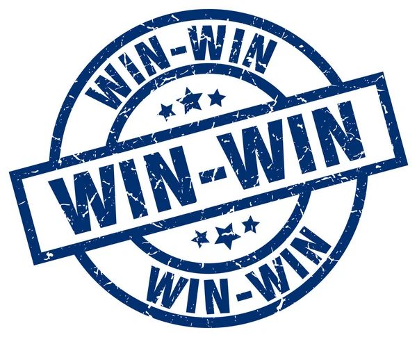 Win-Win blauer Round Grunge Stempel — Stockvektor