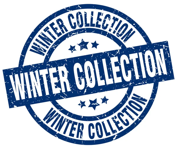 Winterkollektion blaue Round Grunge Briefmarke — Stockvektor