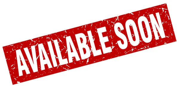 Grunge cuadrado rojo disponible pronto sello — Archivo Imágenes Vectoriales