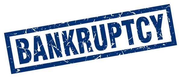 Квадратный гранж-синий штамп о банкротстве — стоковый вектор