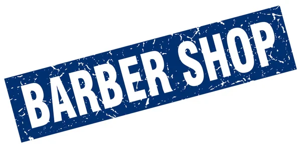 Grunge quadrado azul barbeiro loja selo — Vetor de Stock
