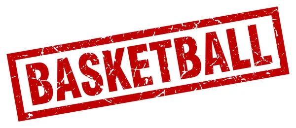 Cuadrado grunge rojo baloncesto sello — Vector de stock