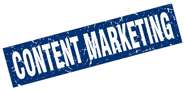 Fyrkantig grunge blue content marketing stämpel — Stock vektor