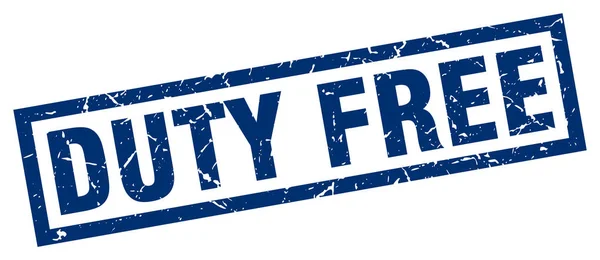 Quadrado grunge azul selo duty free — Vetor de Stock