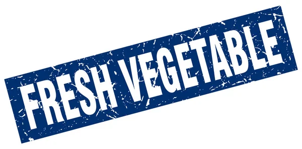 Modrá čtvercová grunge čerstvé zeleniny razítko — Stockový vektor